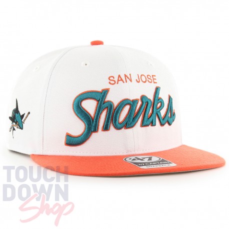 Casquette San Jose Sharks NHL Crosstown Script '47 Brand Blanche et Orange
