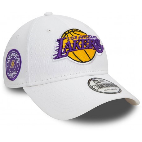 Casquette Los Angeles Lakers NBA patch 9Forty New Era Blanche