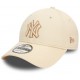 Casquette NY New York Yankees MLB Team Outline 9Forty New Era Beige Clair