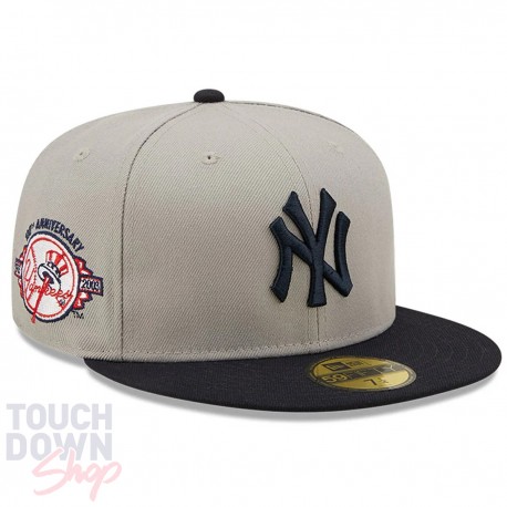 Casquette NY New York Yankees MLB 100e anniversaire 59Fifty Fitted New Era Grise et Bleue marine