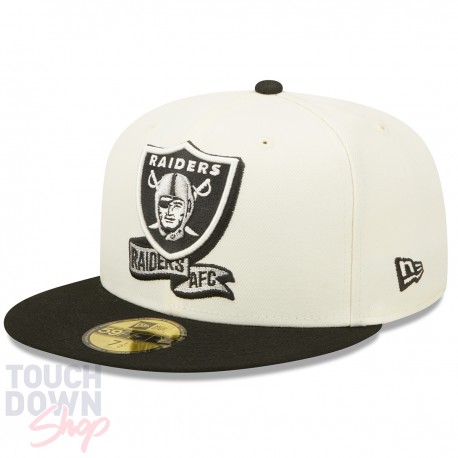 Casquette Oakland Raiders NFL Sideline 59Fifty Fitted New Era Beige et Noire